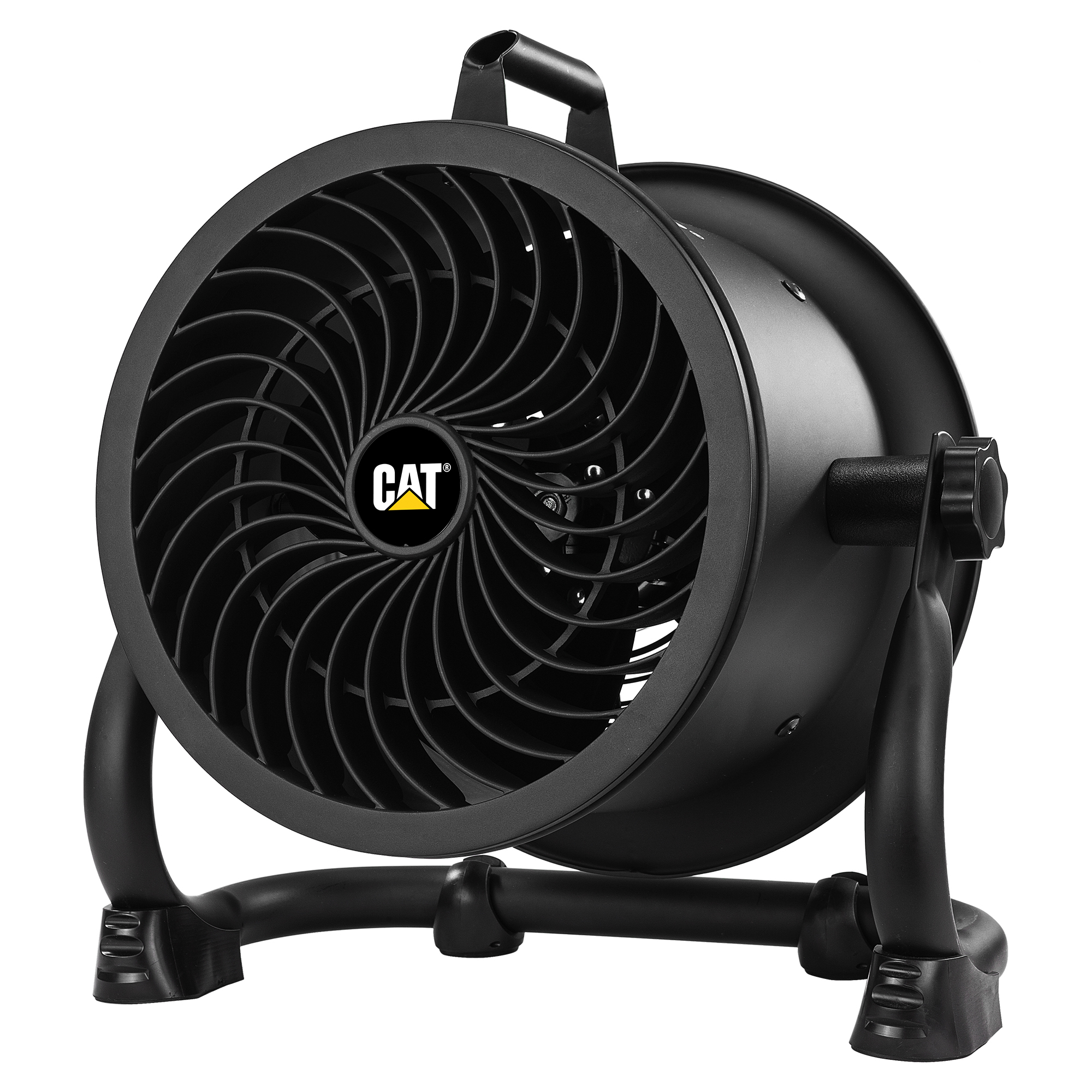 Caterpillar® fan 9”-Blade High-Velocity Drum Fan (2-in-1): 940 CFM, 4-Speed, 360° Pivoting Head, Dual Ball Bearing Motor with Die-Cast Cover